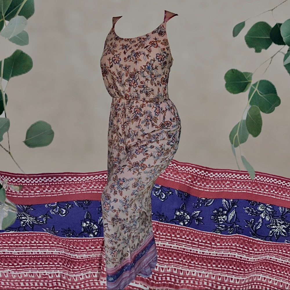 Taupe Floral Print Jumpsuit Jumper| NWT | Boutique
